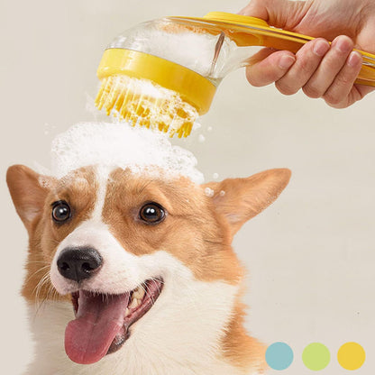 4 Pcs Dog Bath Brush Set - Shampoo Brush & Bubble Maker with Adjustable Handle, Dog Grooming Brush, Paw Washer & Massage Grooming Tool for Short/Long Hair Dogs & Cats (Blue)