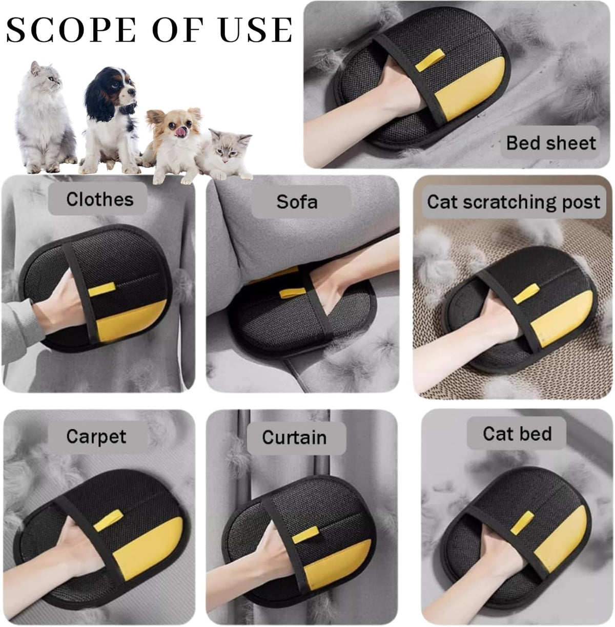 Kicklo Pet Hair Remover, the Magic Brush Pet Hair Remover,Upgraded Electrostatic Pet Hair Removeral Gloves – Reusable Grooming Mitt for Cats & Dogs, Perfect for Sofa, Carpet & Car Interior(1)
