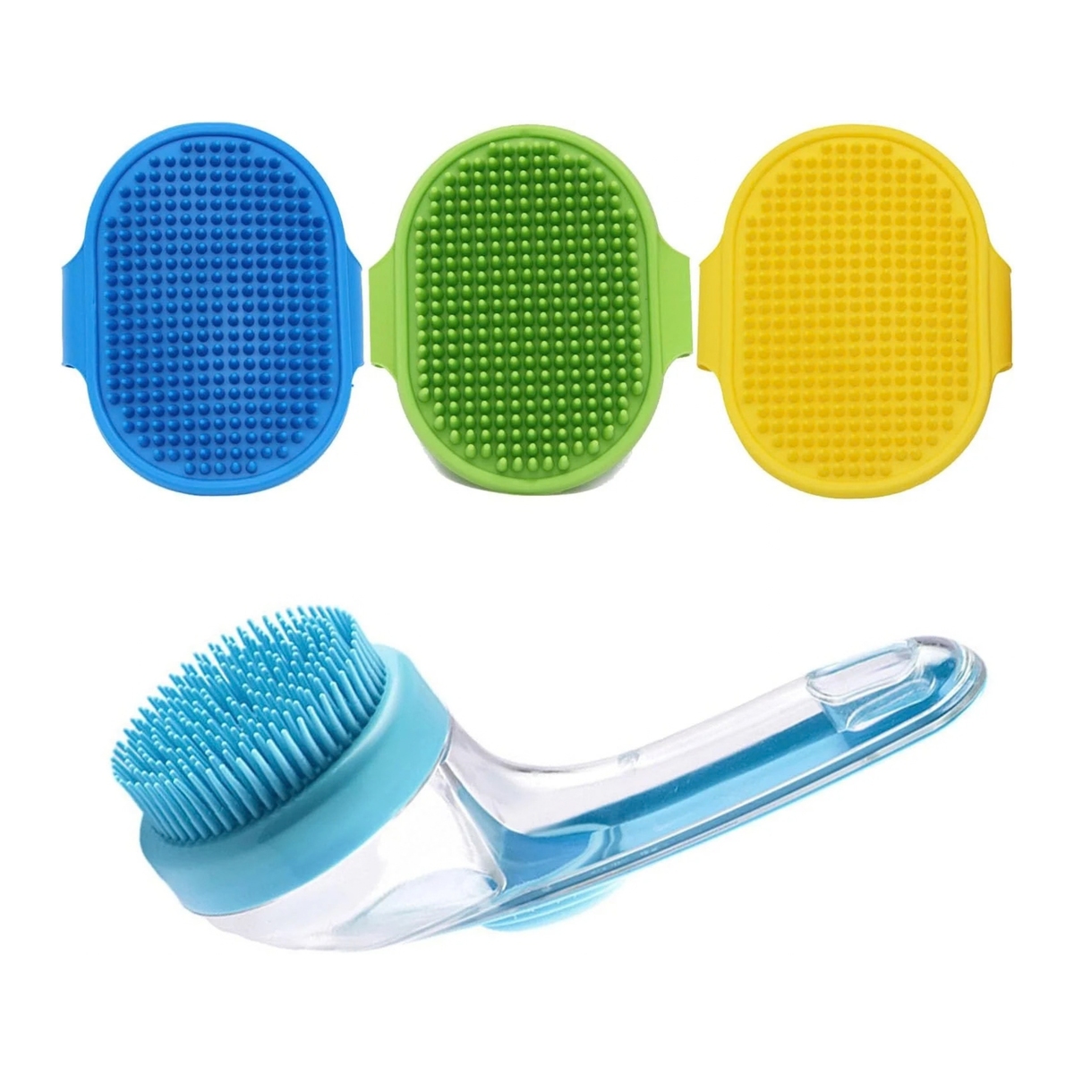 4-Piece Dog Bath Brush Set – Shampoo Brush, Bubble Maker & Paw Washer