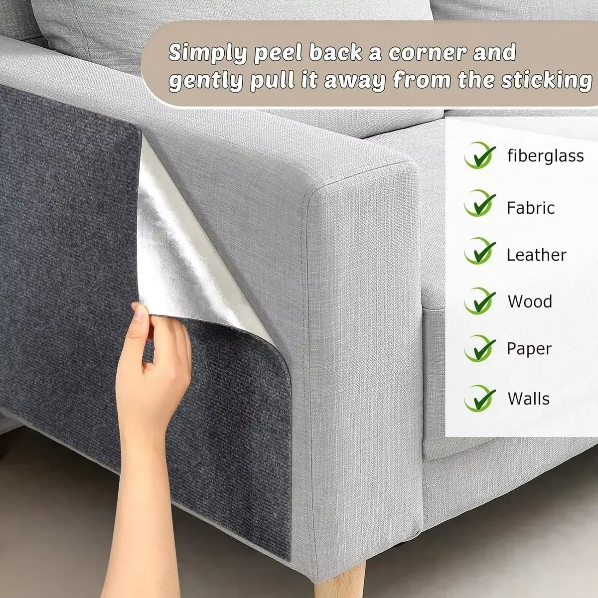 Trimmable Cat Scratching Mat Self-Adhesive Carpet Mat Pad