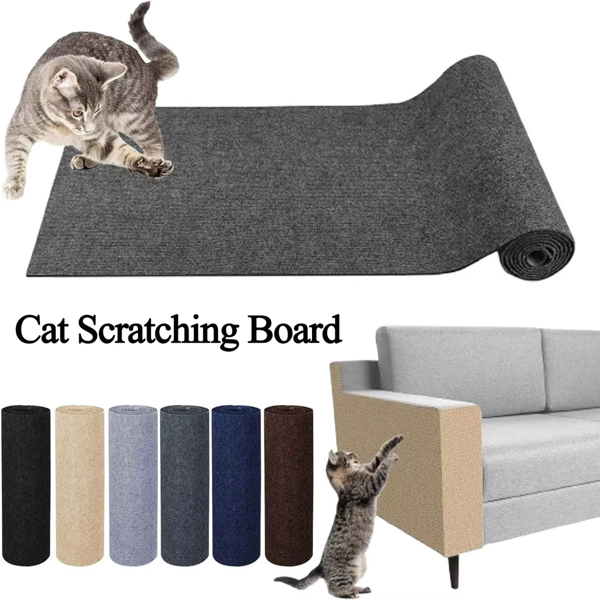 Trimmable Cat Scratching Mat Self-Adhesive Carpet Mat Pad